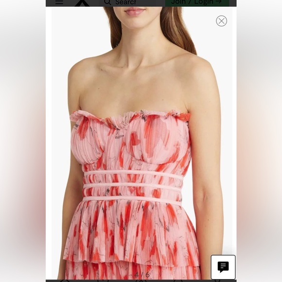 Hutch Anthropologie Monaco Strapless Ruffle Tiered Plissé Gown Size 10 - Picture 5 of 9